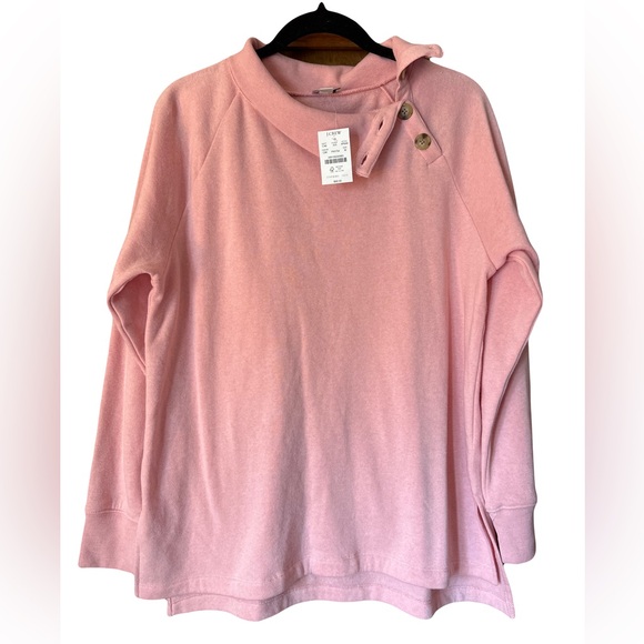 J.Crew Wide button collar tunic sweatshirt fleece size medium - Picture 1 of 5